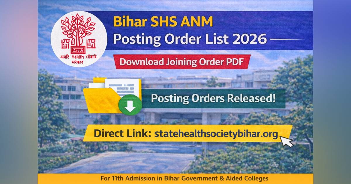 Bihar SHS ANM Posting Order List 2026 – Download Joining Order PDF